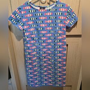 New Sailor Sailor Colorful Fish Print Reaort Wear Midi Dress